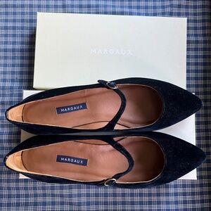 Margaux - Mary Jane- Midnight Blue Velvet - 43.5 (US 12.5) / Wide